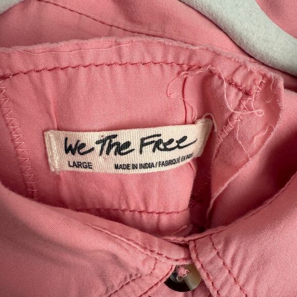 Free People We The Free Happy Hour Poplin Top Oversized Long Sleeve Pink Large - Picture 5 of 11